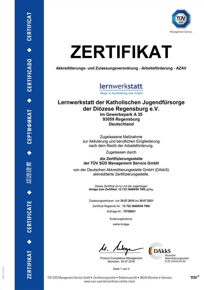 TÜV Zertifikat